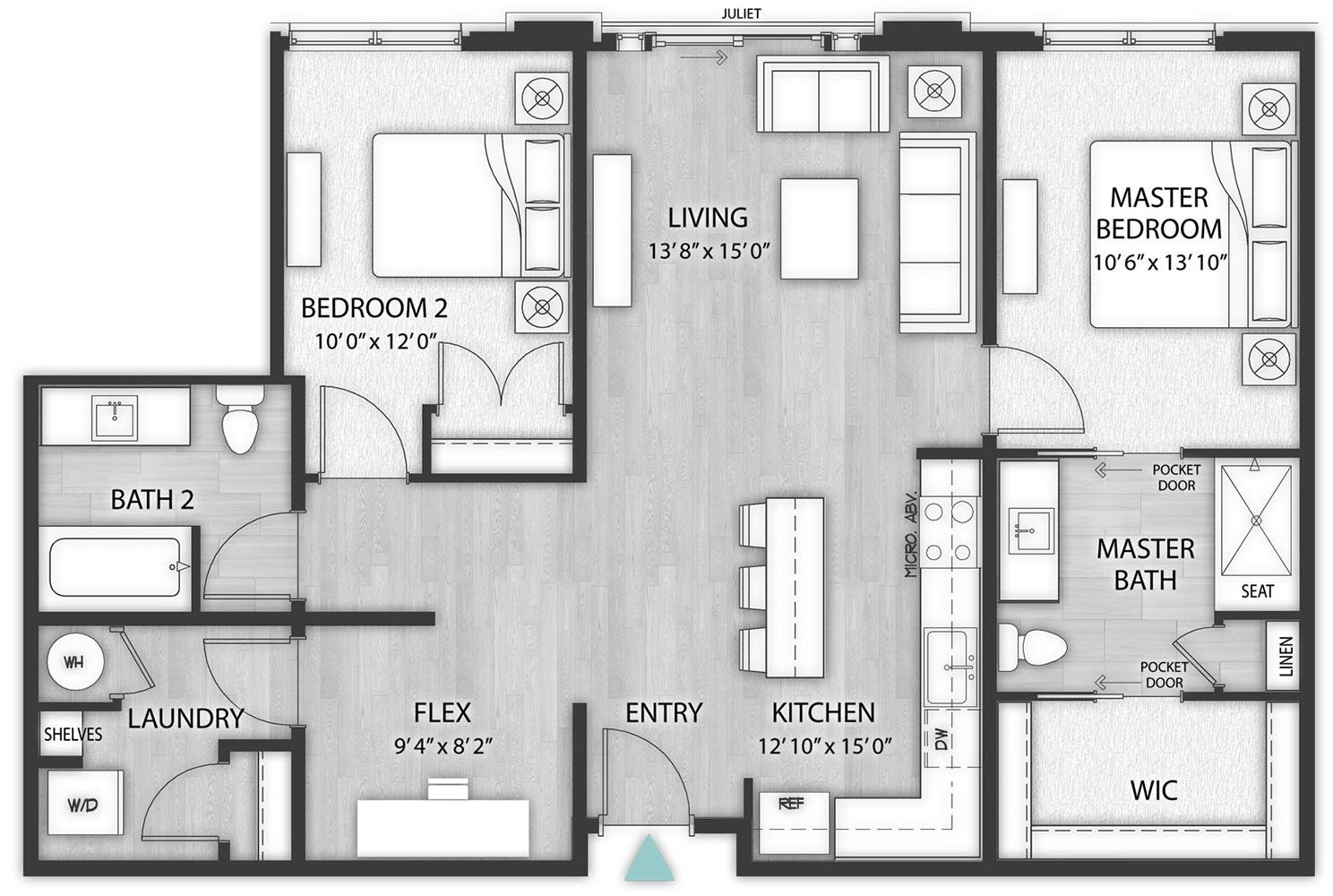 2 Bedrooms | Den/Flex | 2 Baths